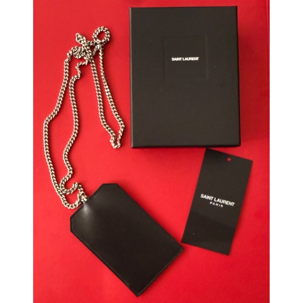 Saint Laurent Leather Lanyard Card holder key chain, 712614, New - Picture 6 of 10